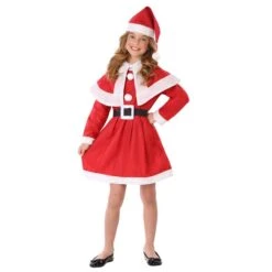 Costume Babbo Natale Con Cappellino Da Bambina