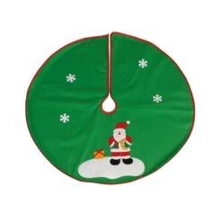 Tappeto Albero Natale Verde Con Babbo Natale - 90 Cm