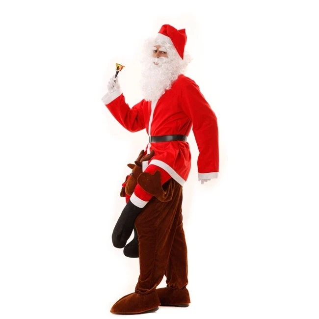 Costume Babbo Natale Sulle Spalle Di Una Renna 4 Costume Babbo Natale Sulle Spalle Di Una Renna - immagine 2