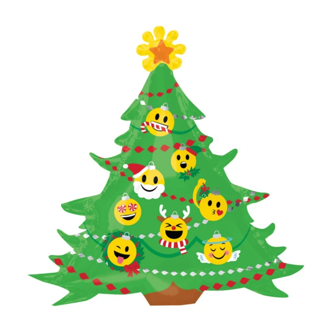 Palloncino Albero Di Natale Con Palline Emoji Da 83 X 86 Cm - Anagram 3 Palloncino Albero Di Natale Con Palline Emoji Da 83 X 86 Cm - Anagram