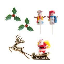 Kit Decorazione Torta Babbo Natale Con Slitta - Dekora - 6 Unità
