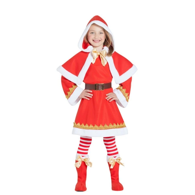 Costume Mamma Natale Con Mantello Con Fiocco Da Bambina 3 Costume Mamma Natale Con Mantello Con Fiocco Da Bambina