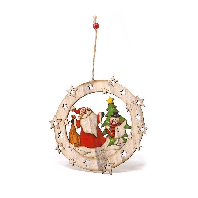 Decorazione In Legno Babbo Natale Con Stelline Da 15 Cm 3 Decorazione In Legno Babbo Natale Con Stelline Da 15 Cm