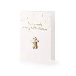 Biglietto Bianco Di Natale Con Spilla Omino Pan Di Zenzero