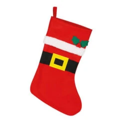 Calza Babbo Natale Con Cintura E Vischio Da 44 Cm