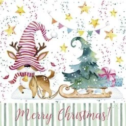 Tovaglioli A Forma Di Gnomo Di Natale 16,5 X 16,5 Cm - 20 Unità