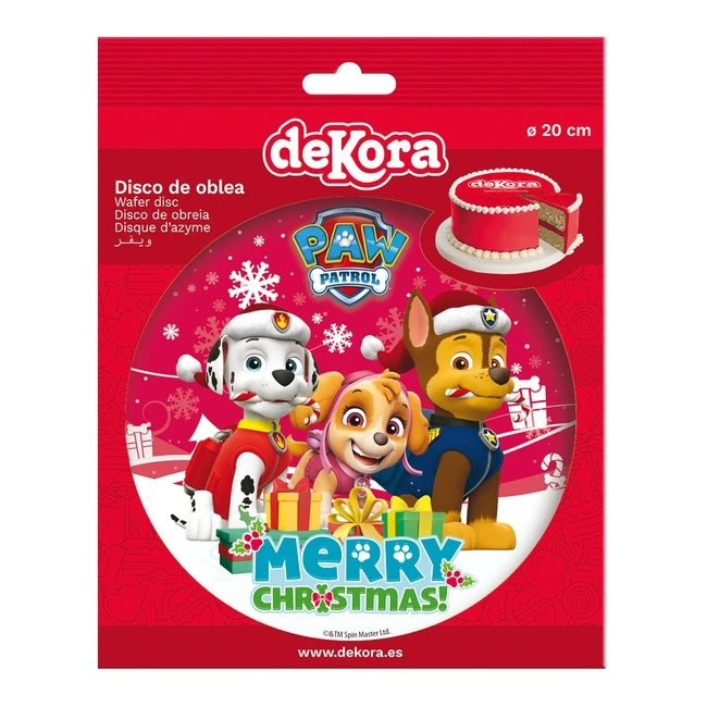 Cialda Commestibile Paw Patrol Natale Da 20 Cm - Dekora 5 Cialda Commestibile Paw Patrol Natale Da 20 Cm - Dekora - immagine 3