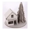 Statuetta Di Legno Con Casa E Albero Di Natale 16 X 15,2 Cm - Artis Decor -Vendite Costumi CF2G