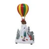 Carillon Natalizio Montagna E Babbo Natale In Mongolfiera Con Luce E Musica Da 17 X 35 Cm