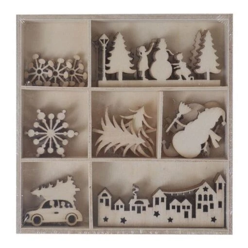 Figure In Legno Fustellate Del Villaggio Di Natale - Decorazioni Artis - 35 Pezzi. -Vendite Costumi ELRG