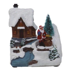 Casetta Con Babbo Natale Con Musica E Luci 11 X 13 Cm