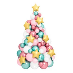 Ghirlanda Di Palloncini Per Albero Di Natale Con Stelle Rosa - Oh Yeah! - 121 Pezzi