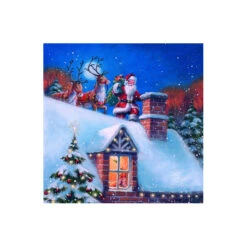 Tovaglioli Babbo Natale Sul Tetto Da 16,5 X 16,5 Cm - 20 Unità