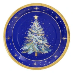 Piatto Albero Di Natale Blu Notte 23 Cm - 6 Pezzi