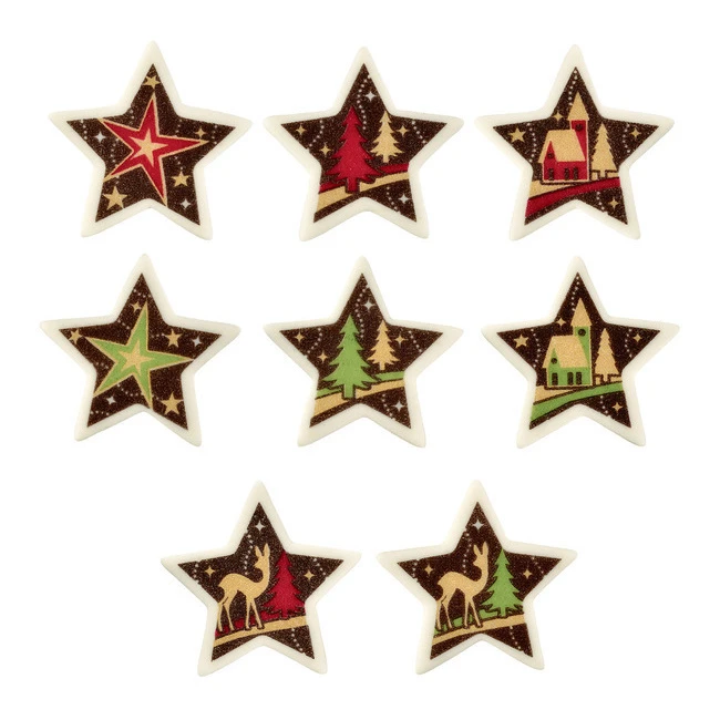 Decorazioni Di Zucchero Stelle Di Natale Da 4,4 X 4,6 Cm - Dekora - 48 Unità 3 Decorazioni Di Zucchero Stelle Di Natale Da 4,4 X 4,6 Cm - Dekora - 48 Unità