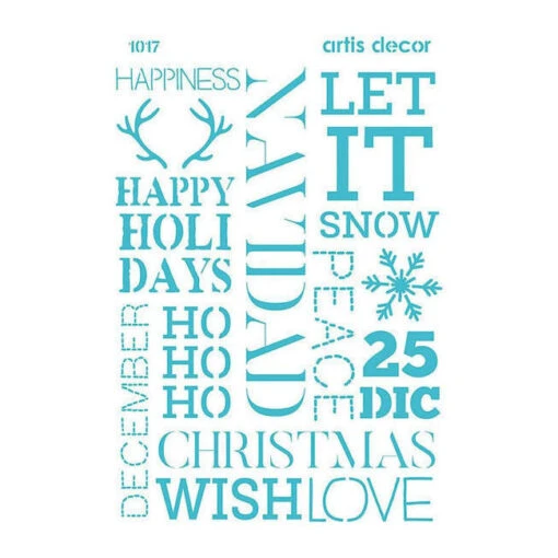 Stencil Frasi Di Natale 20 X 28,5 Cm - Artis Decor - 1 Unità -Vendite Costumi JDPW