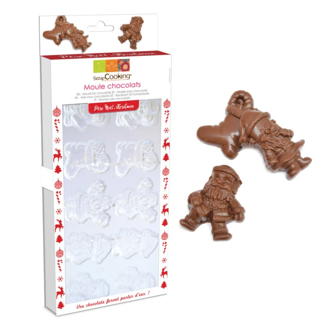 Stampo In Plastica Rigida Babbo Natale Di Cioccolato Da 27,5 Cm - Scrapcooking - 10 Cavità 3 Stampo In Plastica Rigida Babbo Natale Di Cioccolato Da 27,5 Cm - Scrapcooking - 10 Cavità