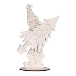 Figura In Legno Di Gnomo Con Albero Di Natale 24,5 X 16 Cm - Artis Decor
