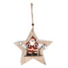 Decorazione In Legno Stella Con Babbo Natale Da 18 Cm -Vendite Costumi L2II