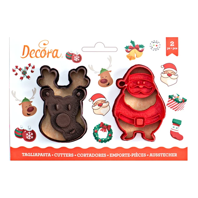 Tagliapasta Babbo Natale E Renna - Decora - 2 Unità 3 Tagliapasta Babbo Natale E Renna - Decora - 2 Unità