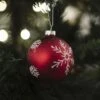 Palline Di Natale Rosse Con Fiocco Di Neve Da 8 Cm - 12 Unità -Vendite Costumi MWSA