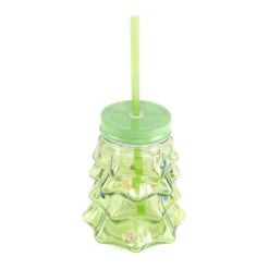 Bottiglia Albero Di Natale Con Cannuccia E Tappo 450ml