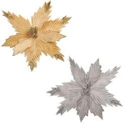 Fiore Di Natale Dorato Da 25 Cm