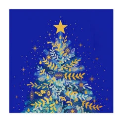 Tovaglioli Albero Di Natale Blu Notte 16,5 X 16,5 Cm - 30 Pezzi.