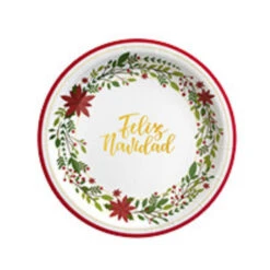 Piatti Fiori Di Natale Feliz Navidad Da 18 Cm - Maxi Products - 6 Unità