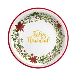 Piatti Decoro Floreale Di Natale Da 23 Cm - Maxi Products - 6 Unità