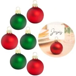 Pallina Di Natale Per Cartoncino Segnaposto 4 X 5,5 Cm - 6 Pz.