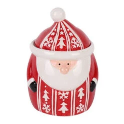 Barattolo Babbo Natale Con Coperchio Da 9 X 12,5 Cm - 1 Unità