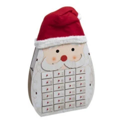Calendario D'Avvento Babbo Natale In Legno Da 49 X 5,5 X 31 Cm