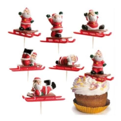 Topper Cupcake Babbo Natale Con Slitta - Dekora - 72 Unità