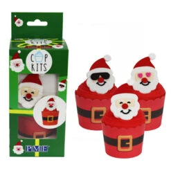 Set Decorativo Cupcake Babbo Natale Emoji - PME - 6 Unità