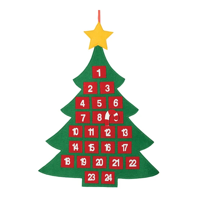Calendario D'Avvento Albero Di Natale Con Tasche Di 69 X 53 Cm 3 Calendario D'Avvento Albero Di Natale Con Tasche Di 69 X 53 Cm