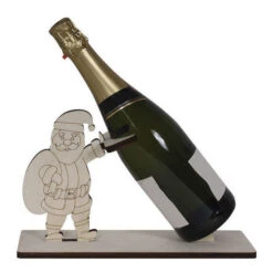 Portabottiglie In Legno Con Babbo Natale 17,5 X 29 X 12 Cm - Artis Decor
